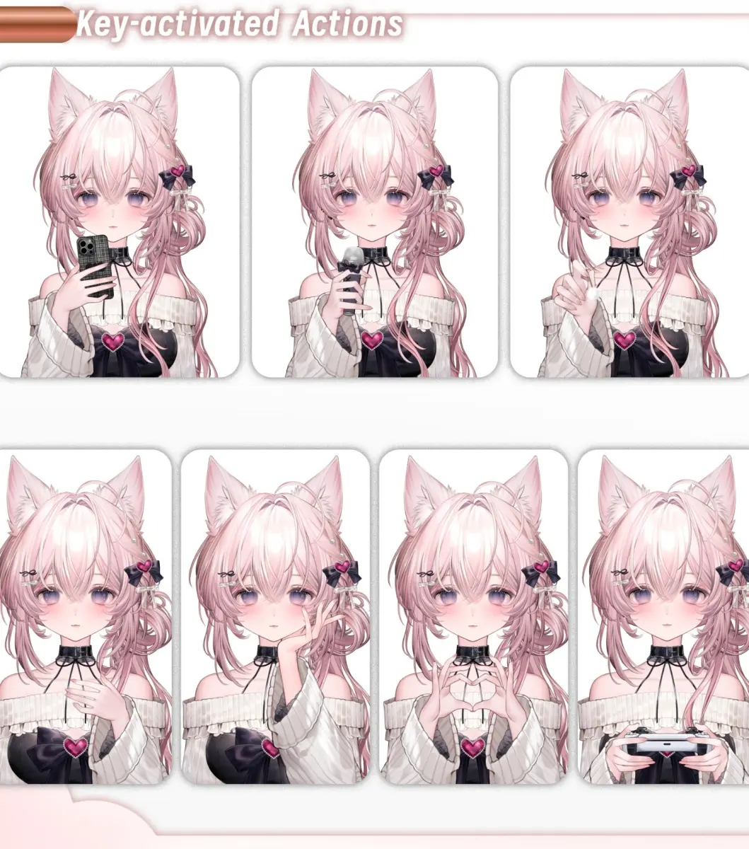 Live2D VTuber Model Premade + Streaming Overlay | Anime Fox Girl Avatar for VTube Studio