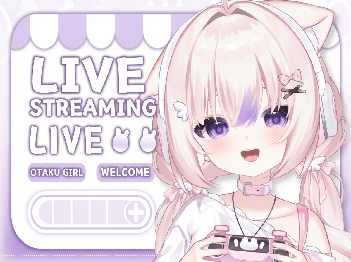 Premade Live2D VTuber Model Otaku Girl | VTube Studio Avatar with Expressions