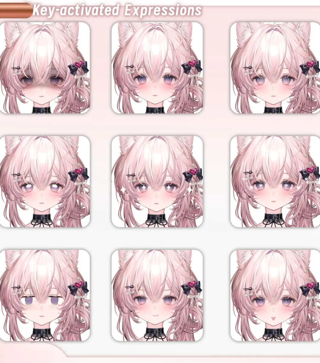 Live2D VTuber Model Premade + Streaming Overlay | Anime Fox Girl Avatar for VTube Studio