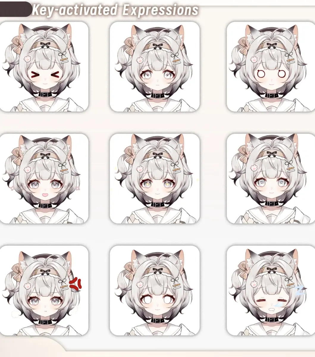 Custom Live2D VTuber Model | Siamese Cat JK Girl Avatar | VTube Studio Anime Avatar | Premade VTuber Model