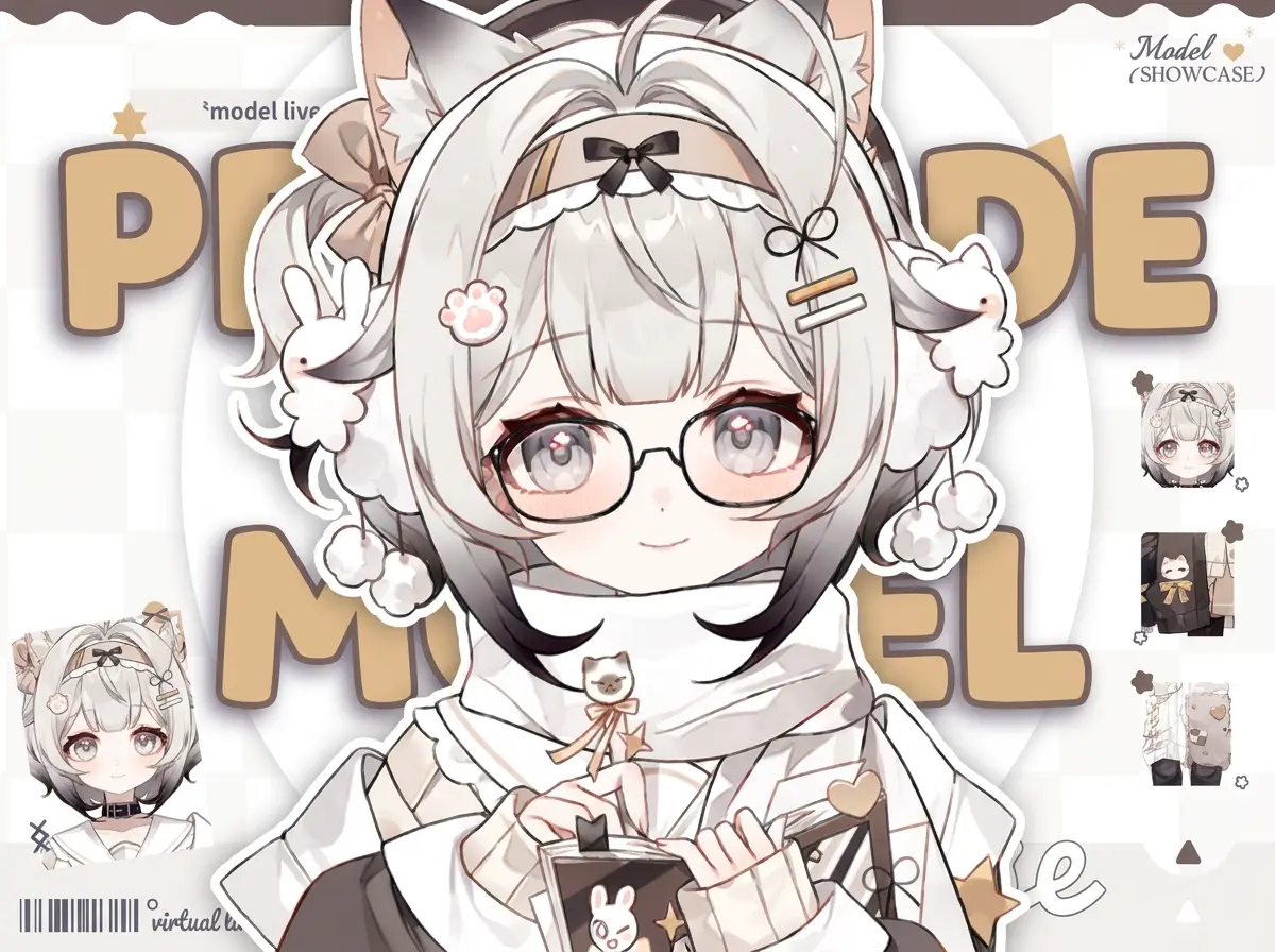 Custom Live2D VTuber Model | Siamese Cat JK Girl Avatar | VTube Studio Anime Avatar | Premade VTuber Model