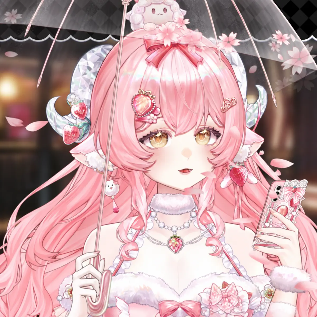 Cherry Blossom Parasol | Live2D VTuber Hand Prop with Falling Petals