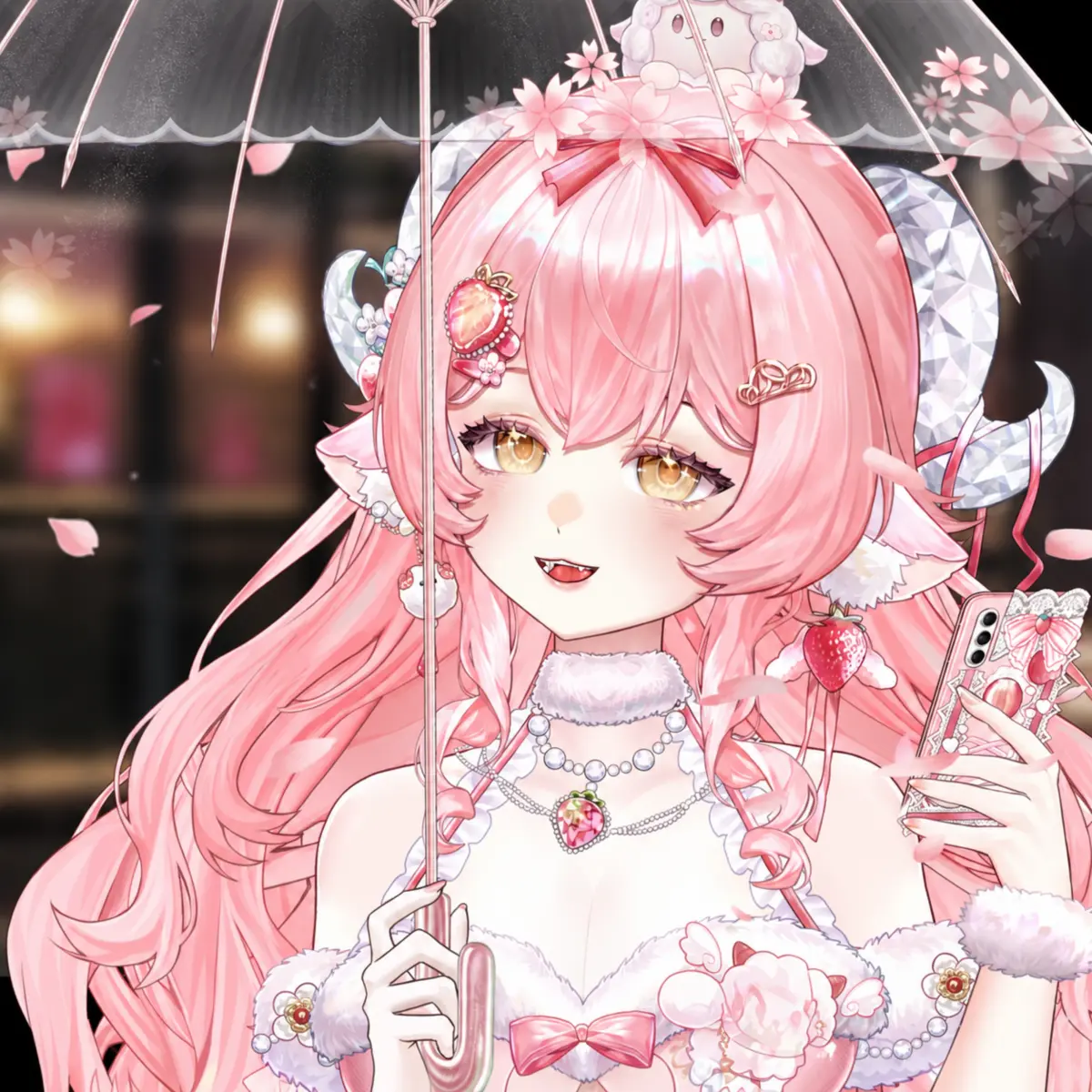 Cherry Blossom Parasol | Live2D VTuber Hand Prop with Falling Petals
