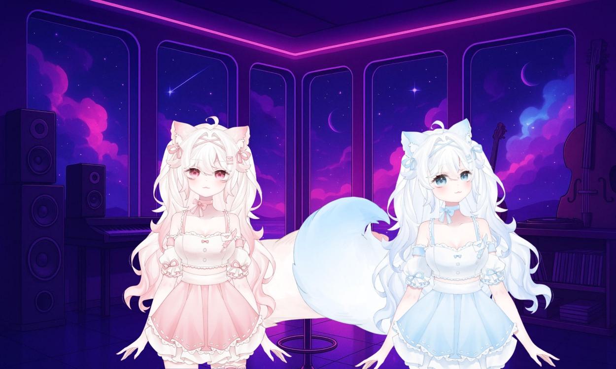 Twins Girls – Live2D VTuber Model | Premade Fully Rigged Avatar