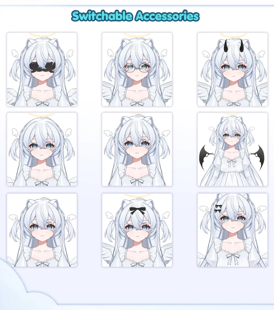 Live2D VTuber Model Angel Devil Avatar for VTube Studio Anime Character Customizable