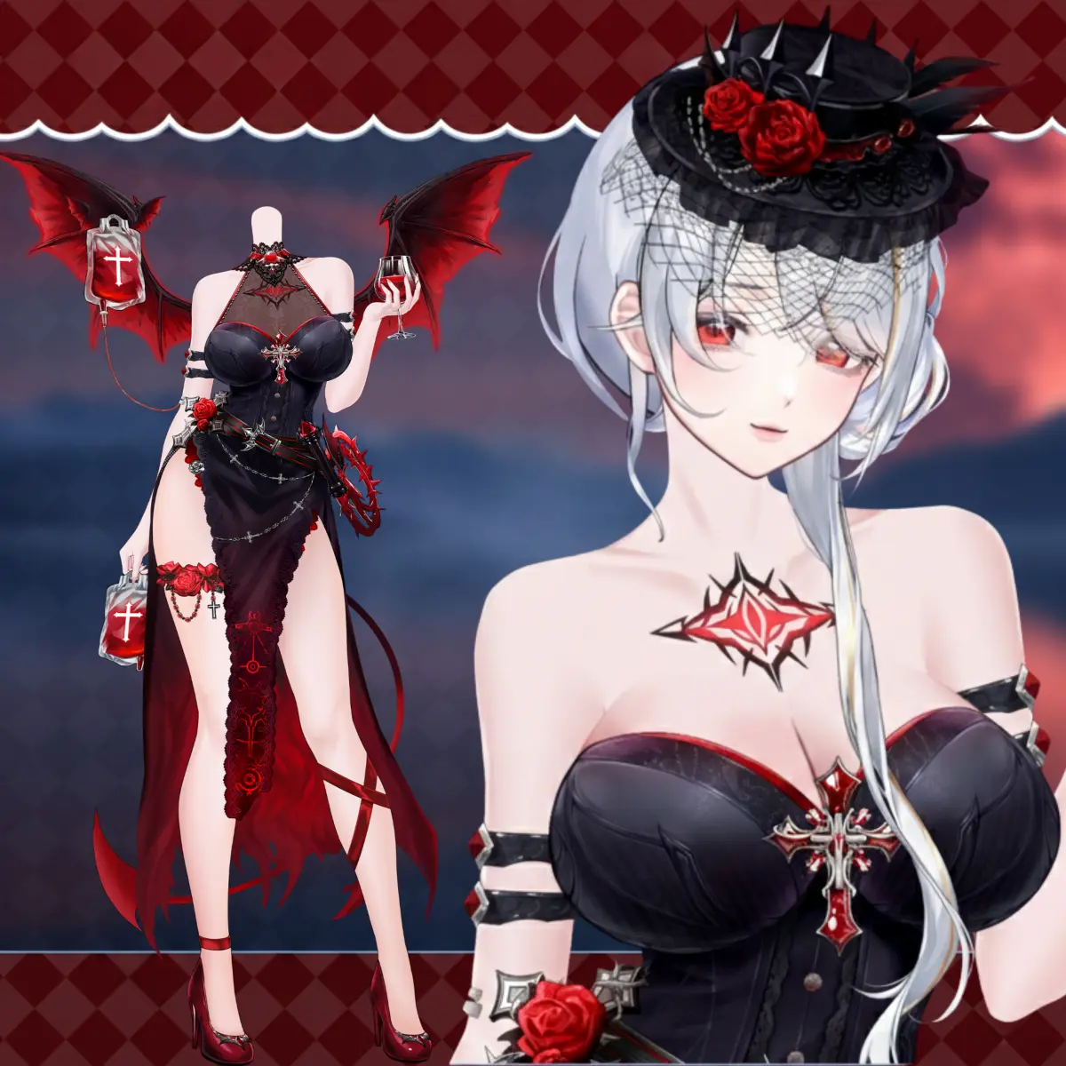 Live2D Vampire Queen Outfit | VTuber Asset | Vampire Body