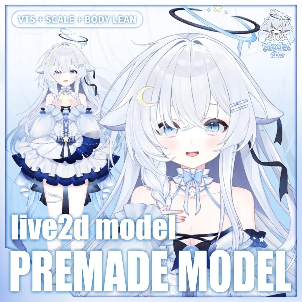 Moon Jellyfish VTuber Model Live2D Avatar | Premade Anime Character for VTube Studio