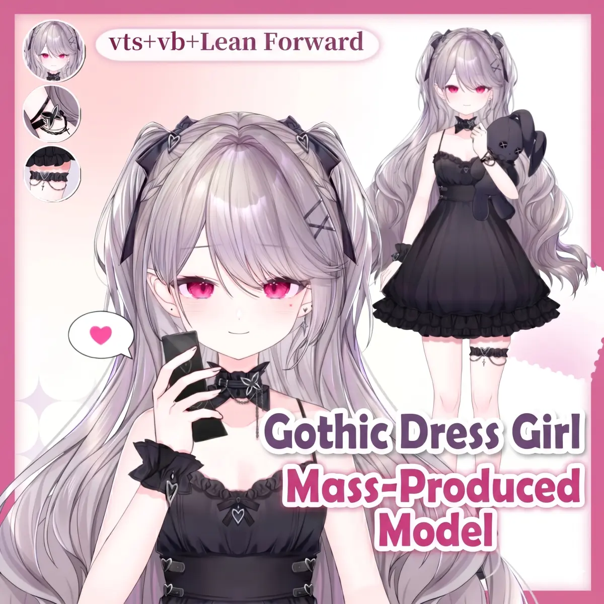 Gothic Dress Girl VTuber Model Live2D Avatar for VTube Studio Anime Character